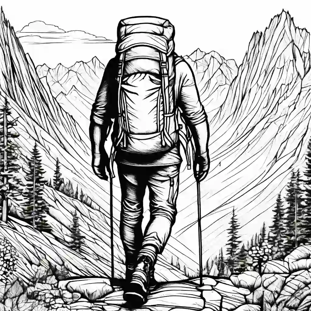 Backpacking coloring pages