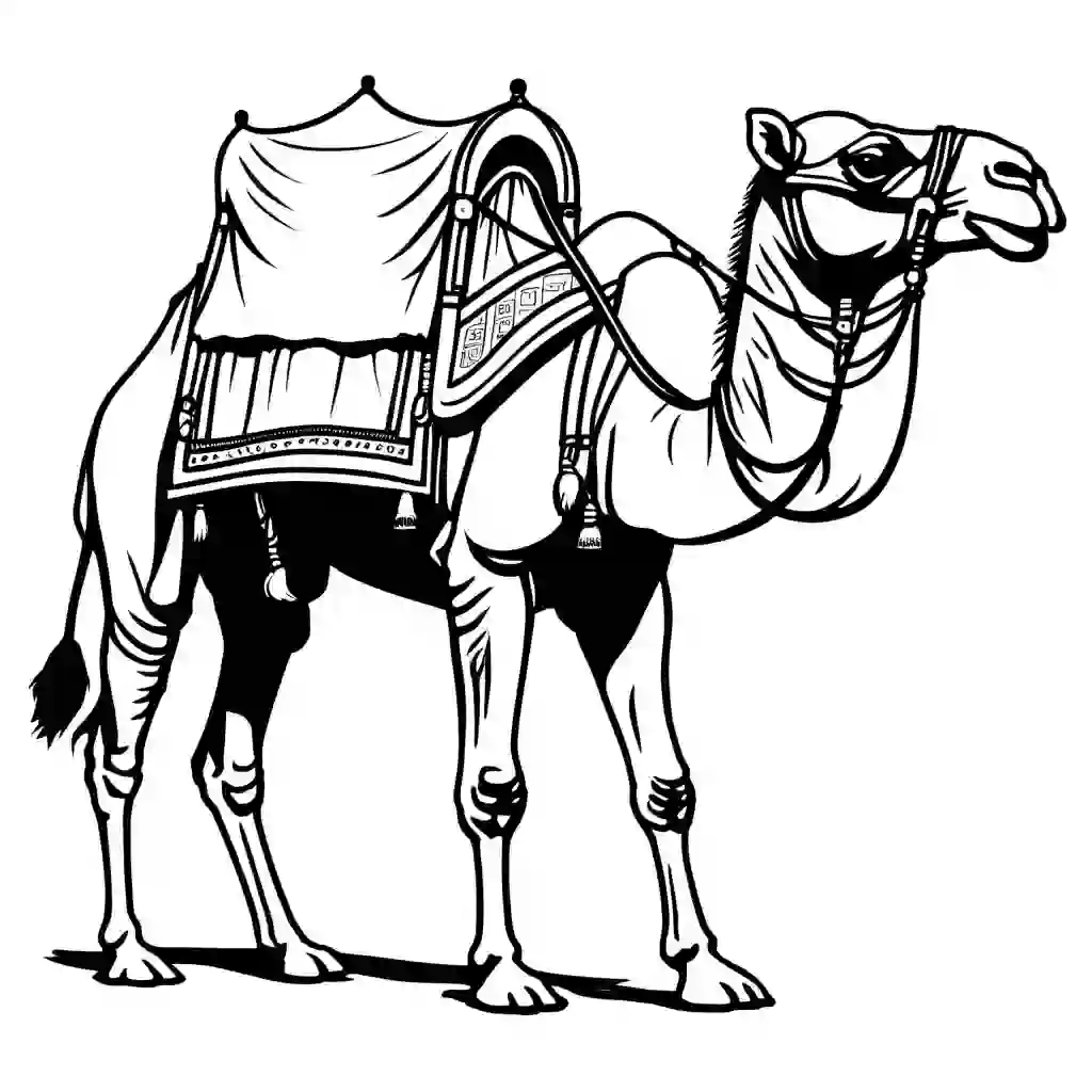 Camel caravan Printable Coloring Book Pages for Kids