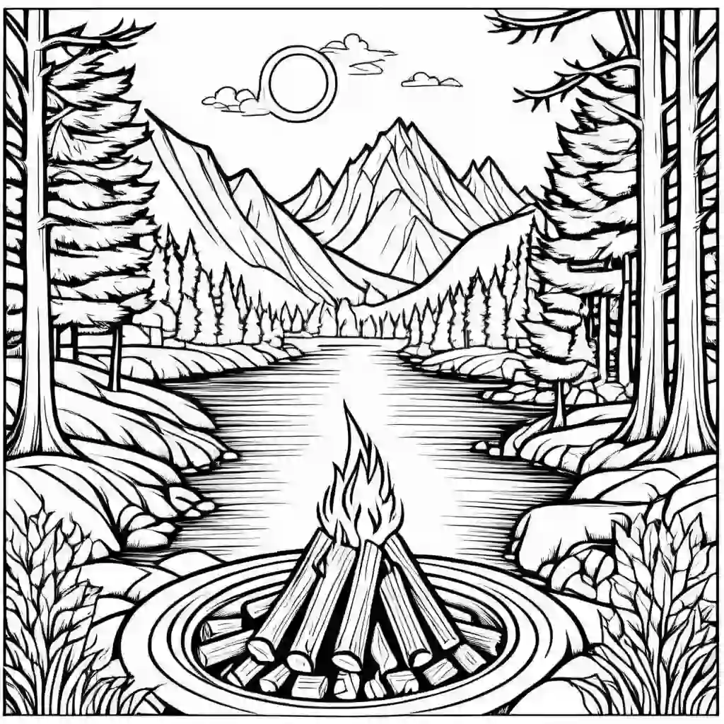 Campfire coloring pages