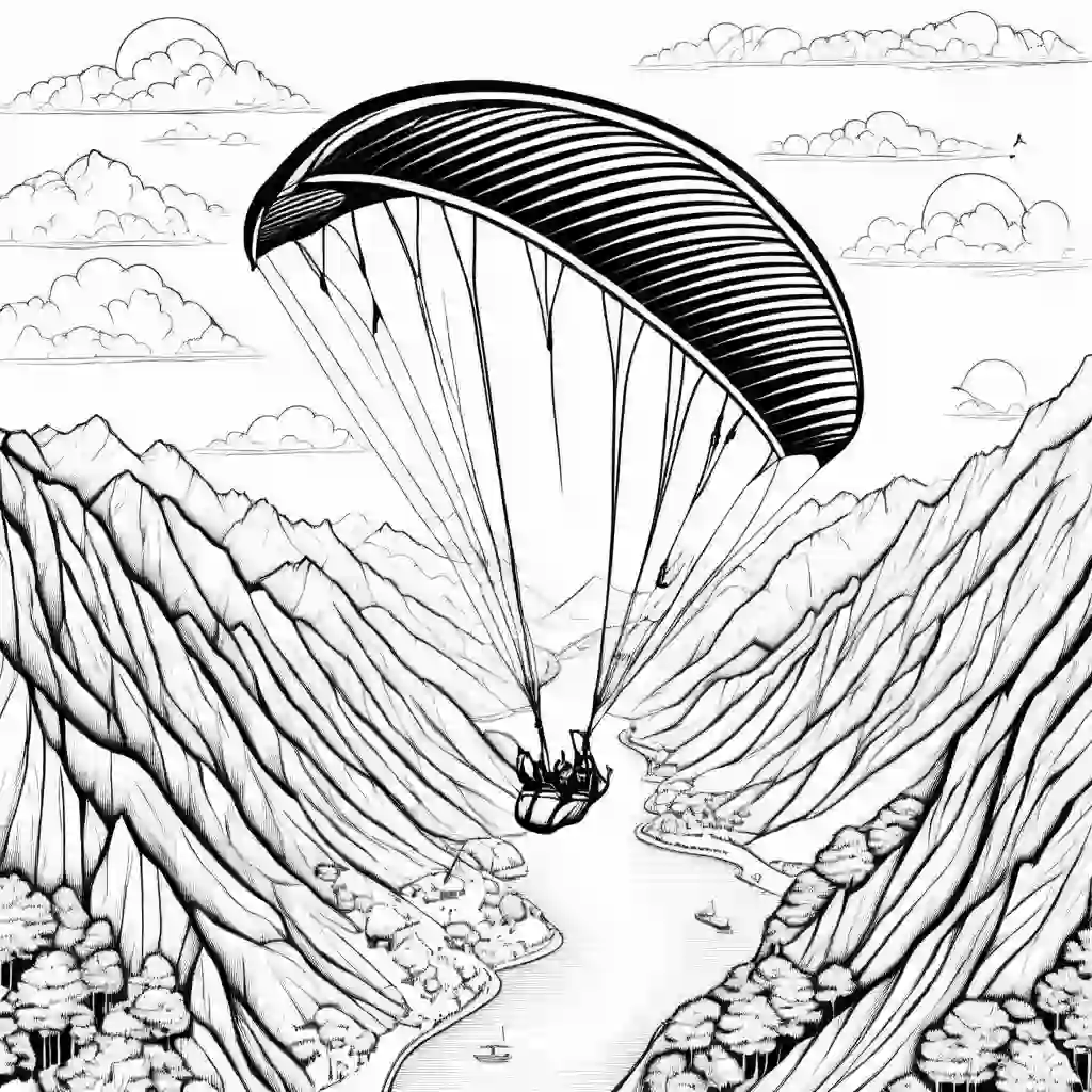 Paragliding coloring pages