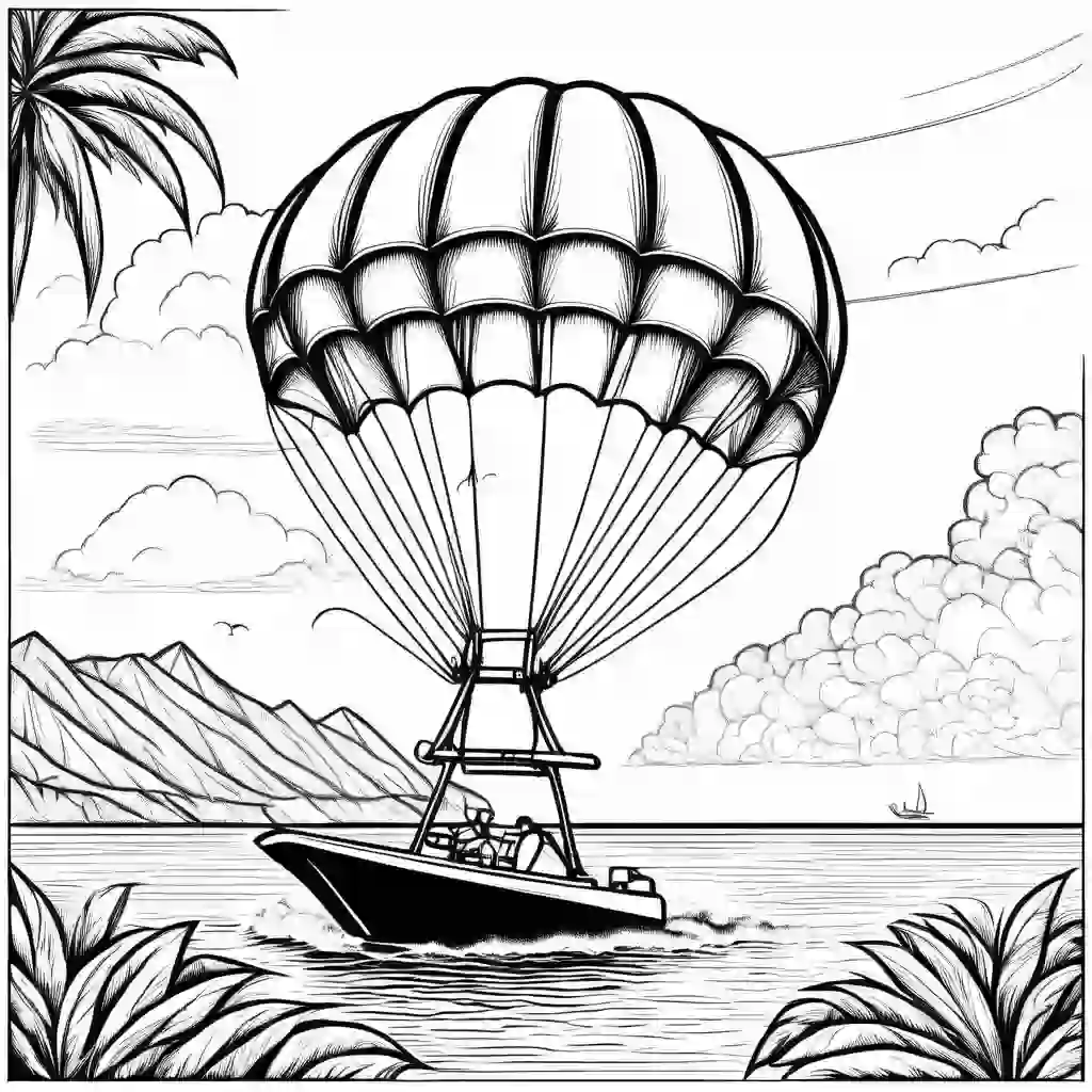 Parasailing coloring pages