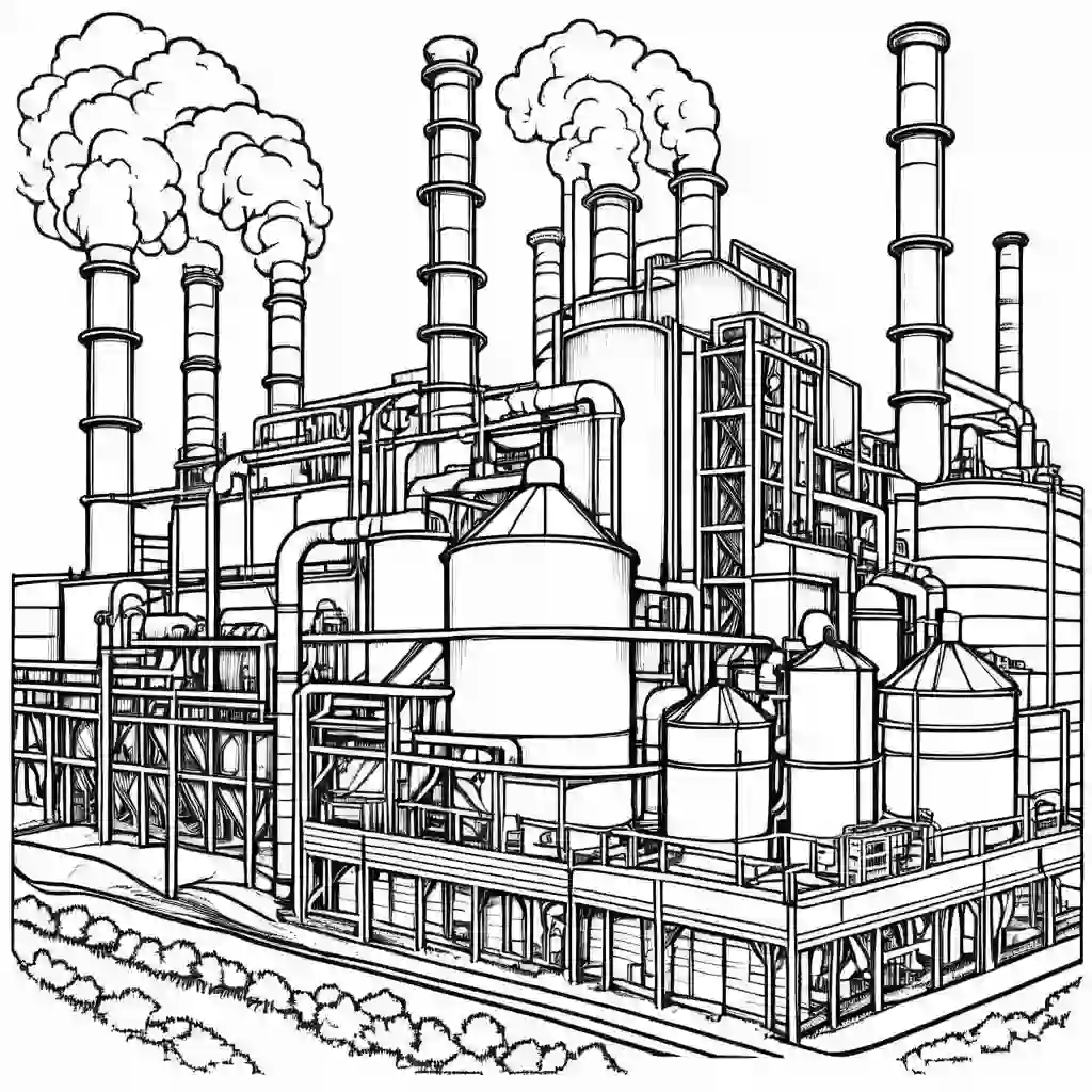 Factories Printable Coloring Book Pages for Kids