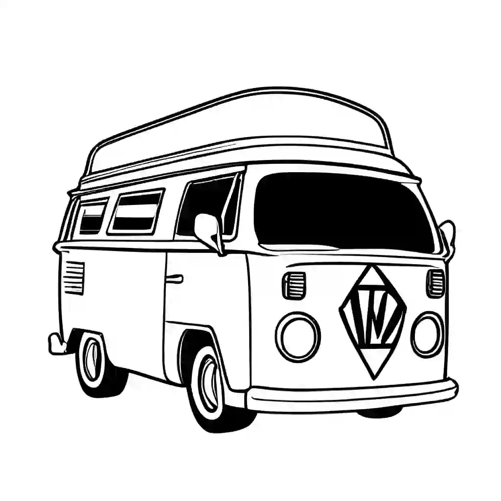 Camper Van Printable Coloring Book Pages for Kids