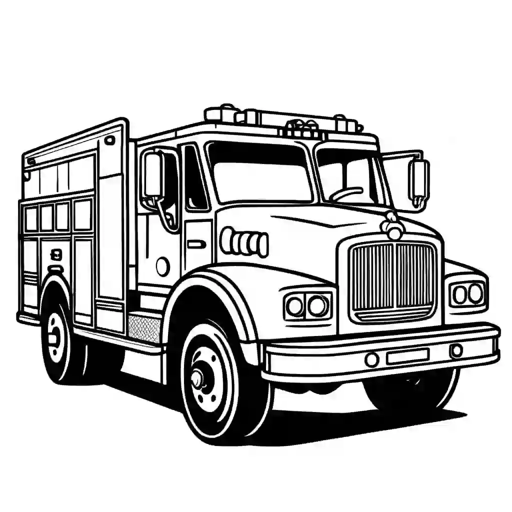 Fire Engine Printable Coloring Book Pages for Kids