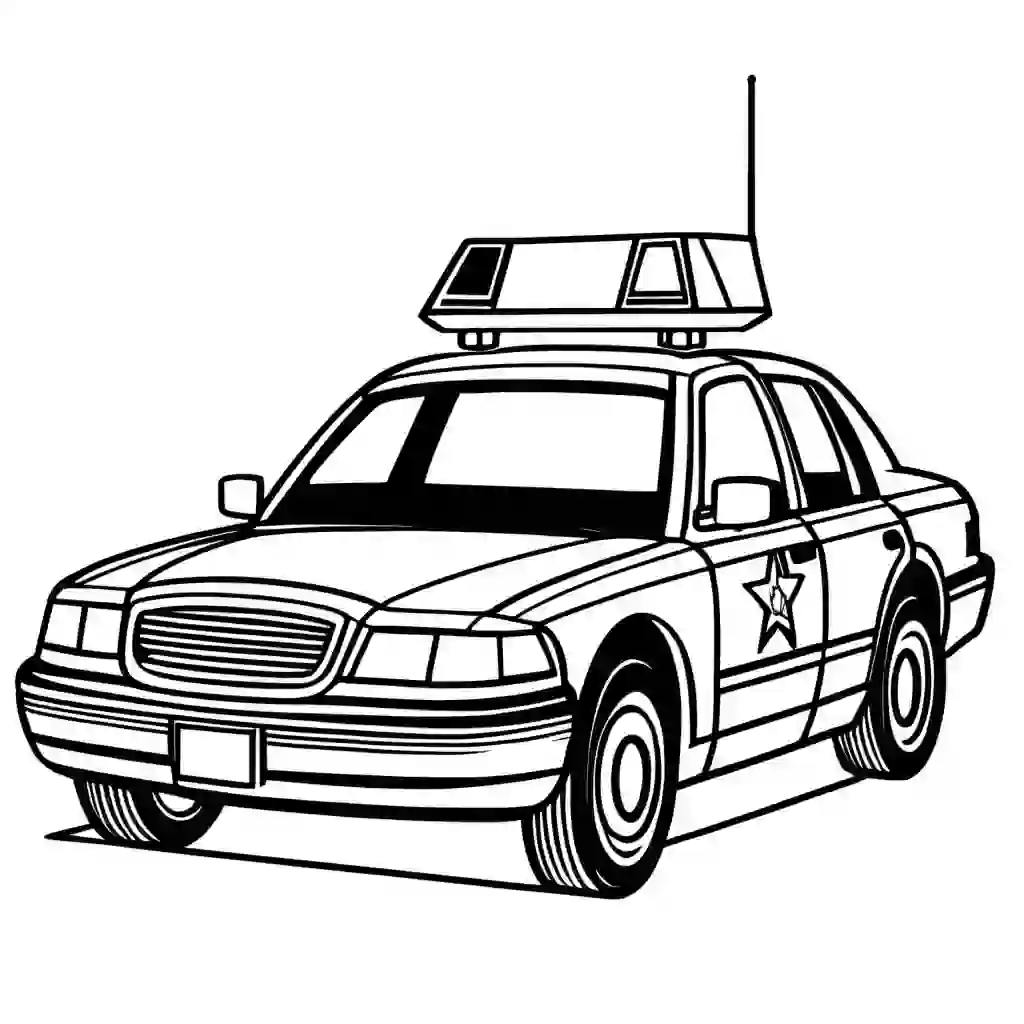 Police Car Printable Coloring Book Pages for Kids