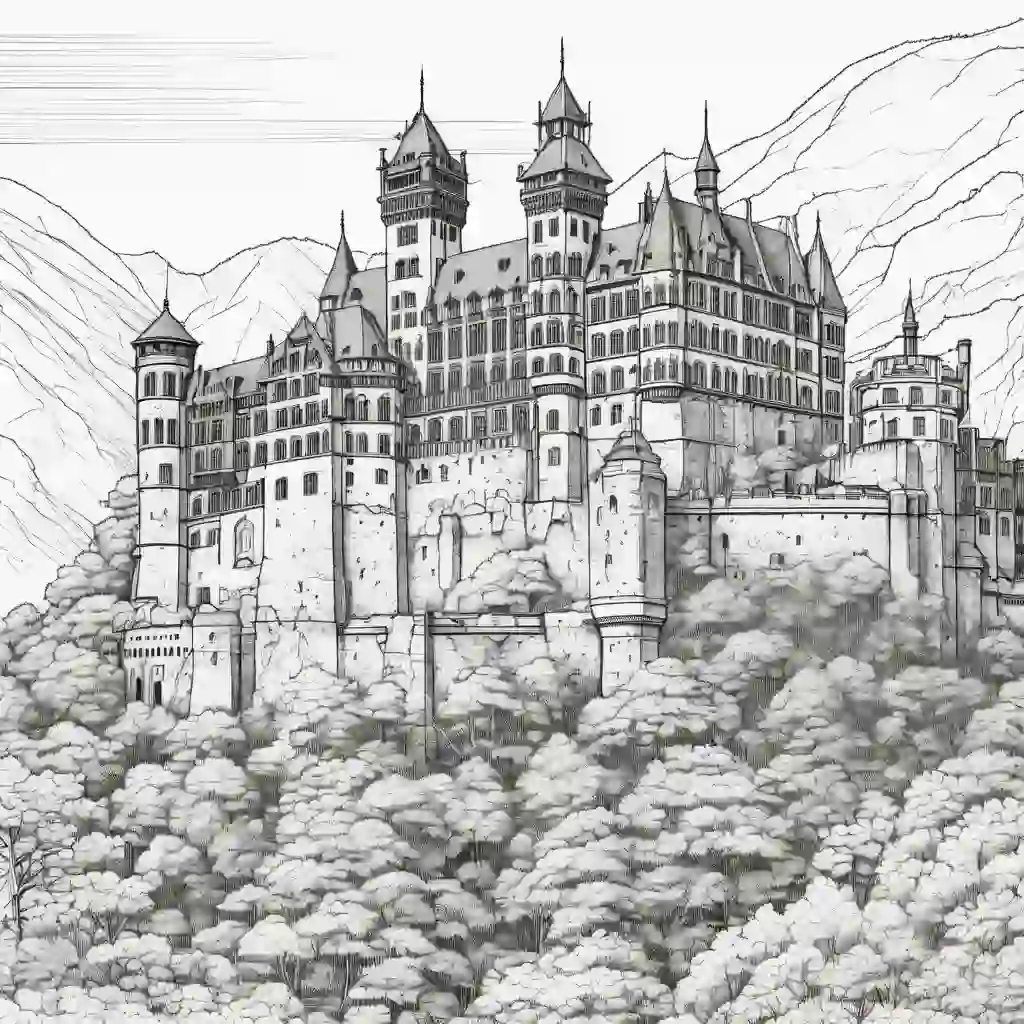 Heidelberg Castle Printable Coloring Book Pages for Kids