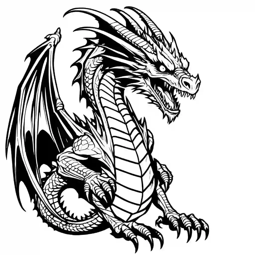 Undead Dragon Printable Coloring Book Pages for Kids