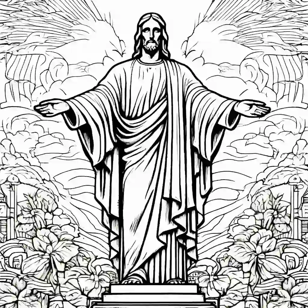 Christ the Redeemer Printable Coloring Book Pages for Kids