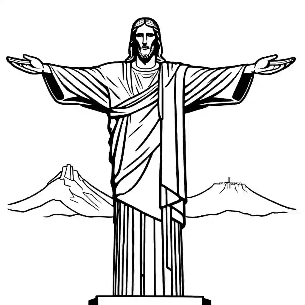 Christ the Redeemer Printable Coloring Book Pages for Kids