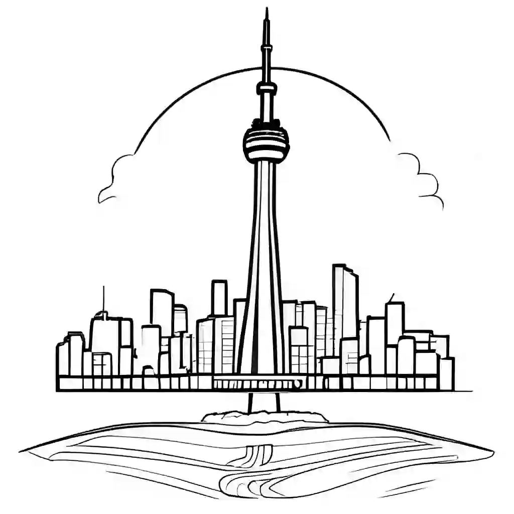 The CN Tower Printable Coloring Book Pages for Kids