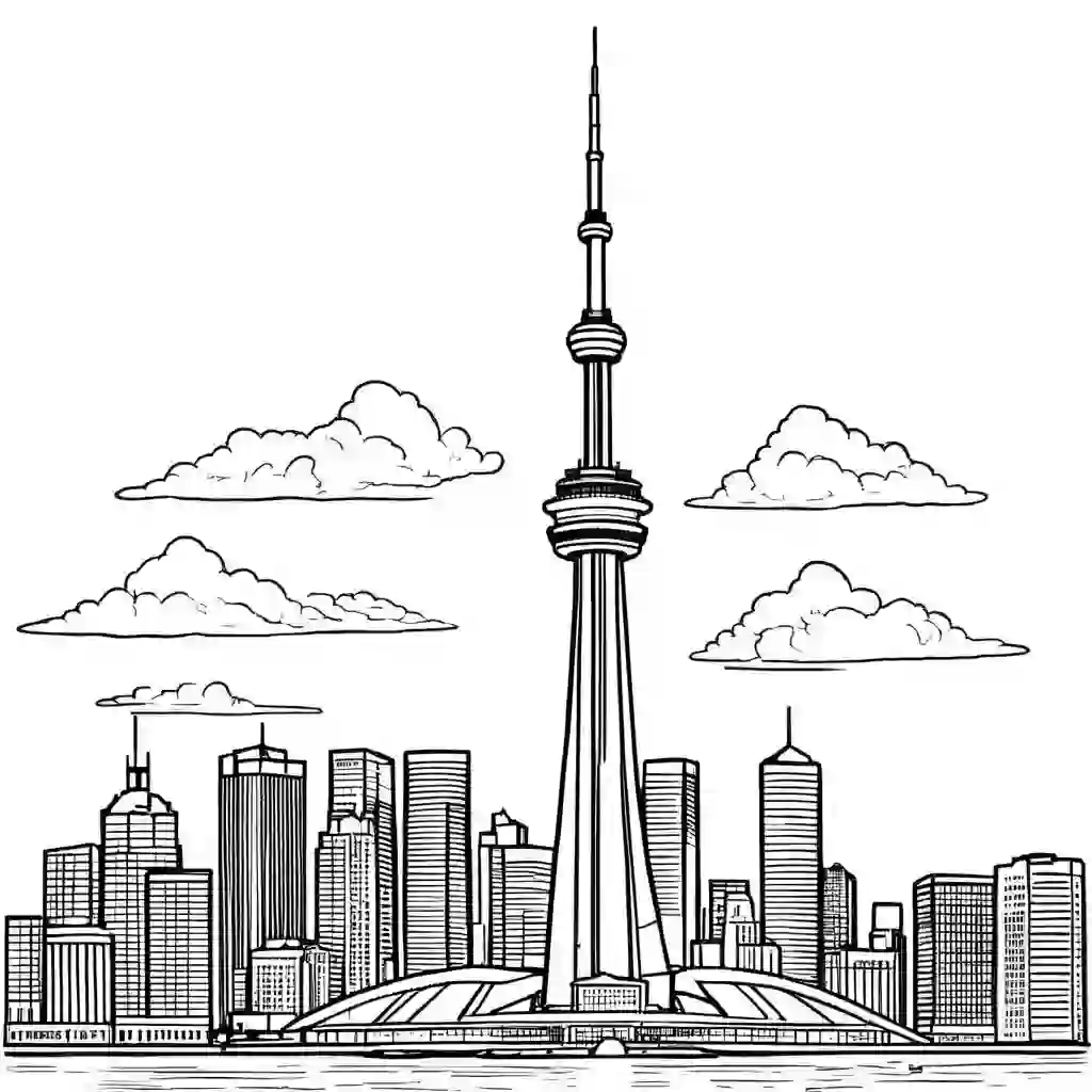 The CN Tower Printable Coloring Book Pages for Kids