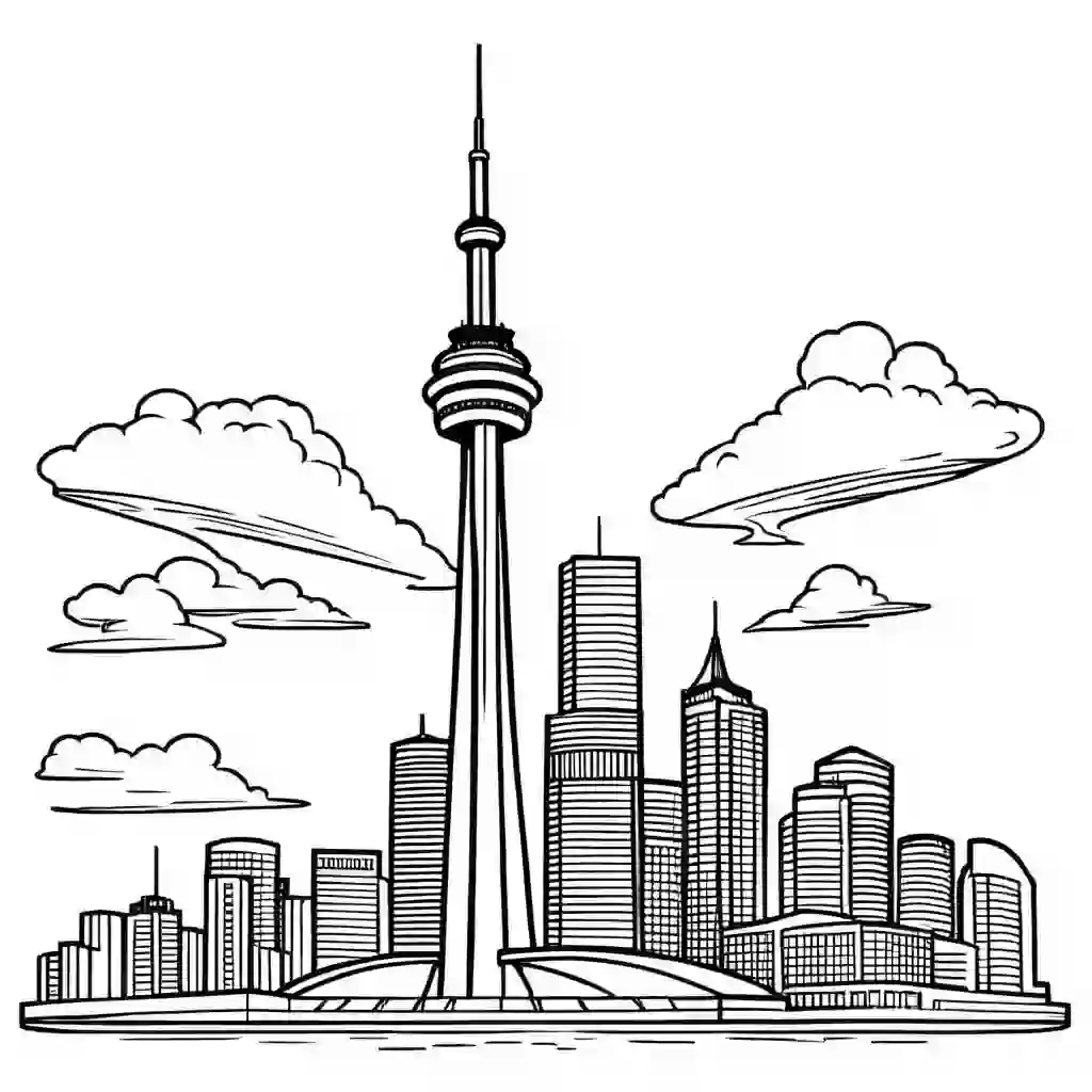 The CN Tower Printable Coloring Book Pages for Kids