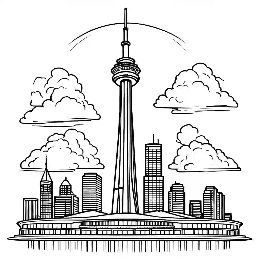 The CN Tower Printable Coloring Book Pages for Kids