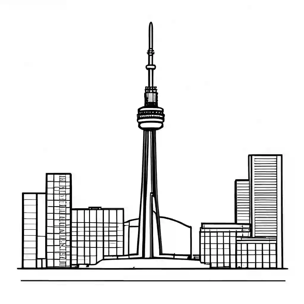 The CN Tower Printable Coloring Book Pages for Kids