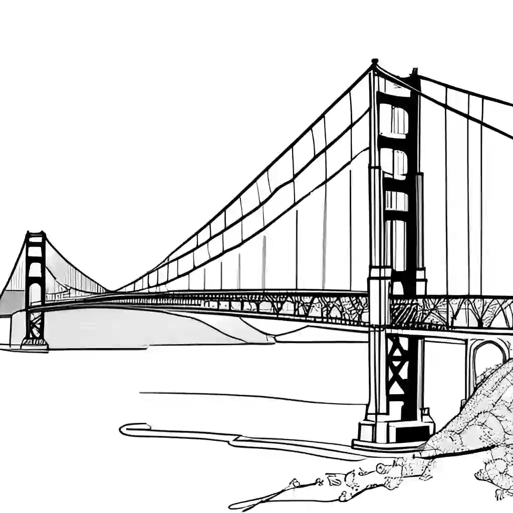 The Golden Gate Bridge Printable Coloring Book Pages for Kids