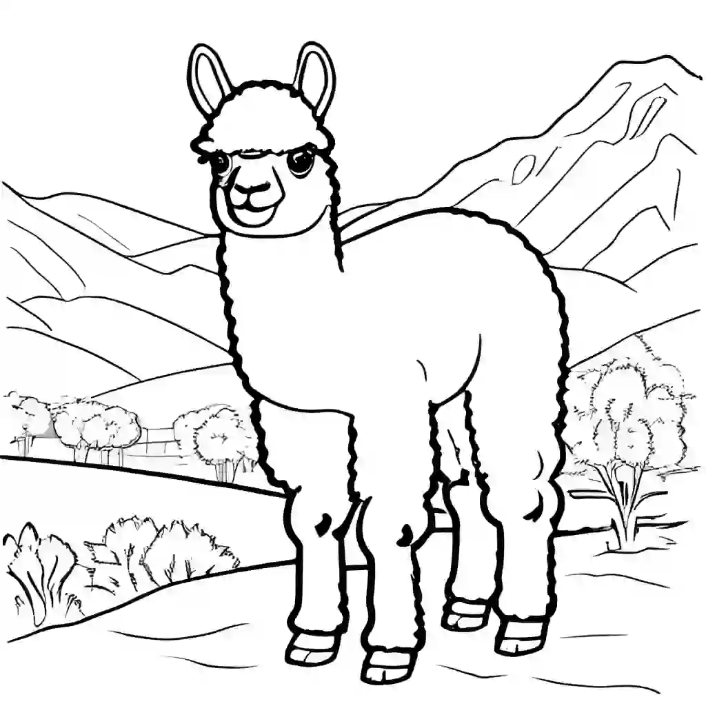 Alpacas Printable Coloring Book Pages for Kids