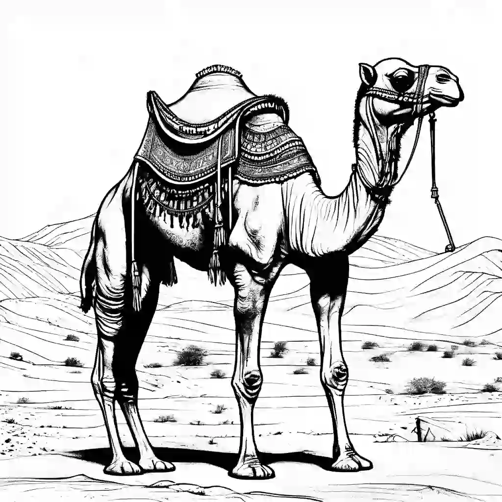 Camels Printable Coloring Book Pages for Kids