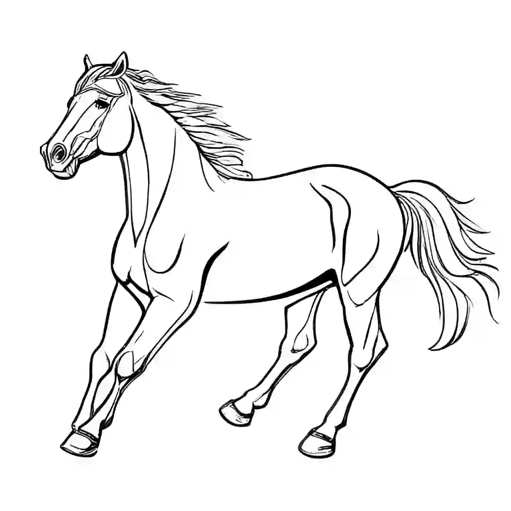 Horses Printable Coloring Book Pages for Kids