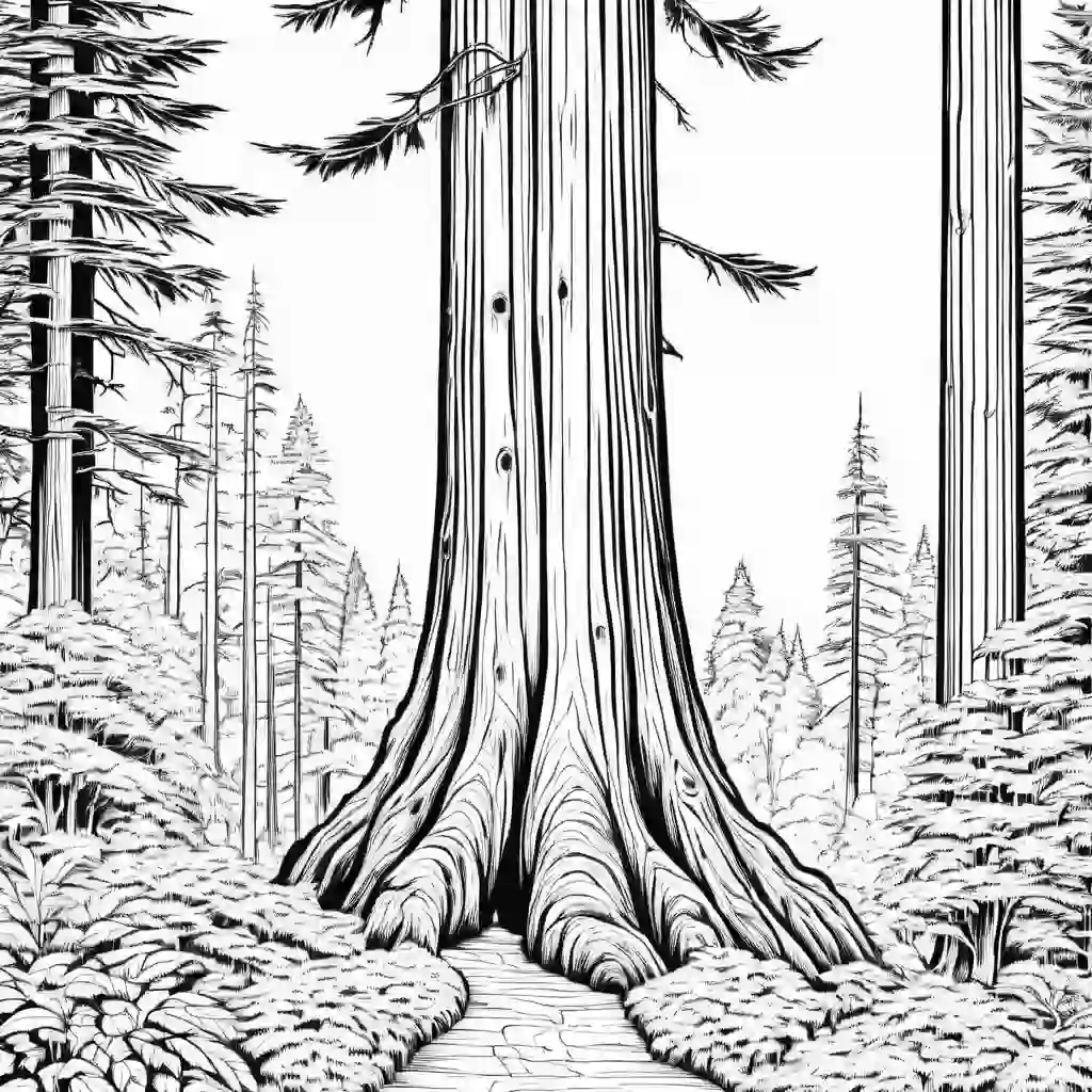 Redwood Tree Printable Coloring Book Pages for Kids