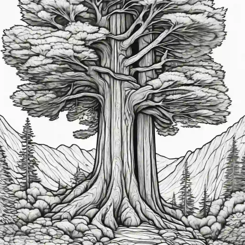 Redwood Tree Printable Coloring Book Pages for Kids