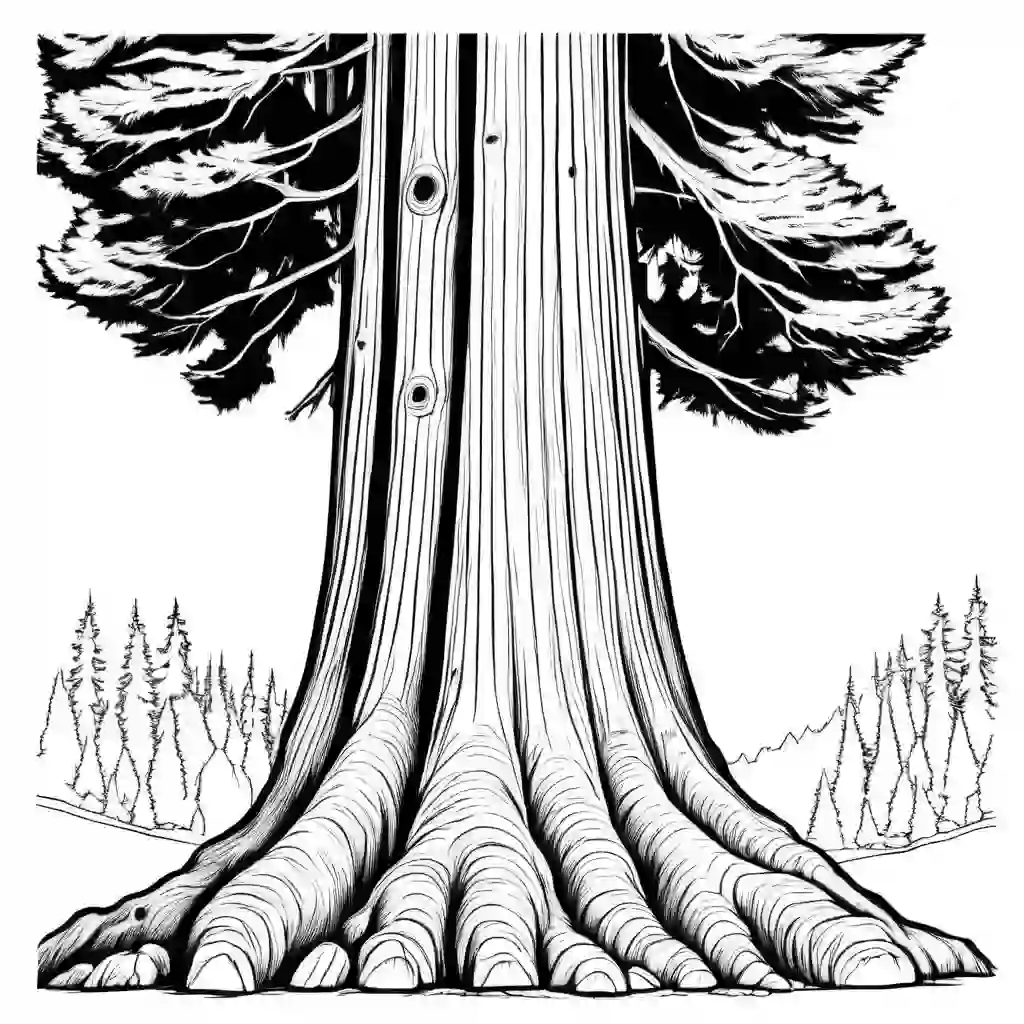 Redwood Tree Printable Coloring Book Pages for Kids