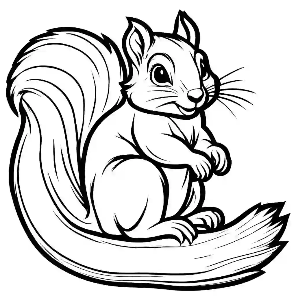 Squirrels in Trees Printable Coloring Book Pages for Kids