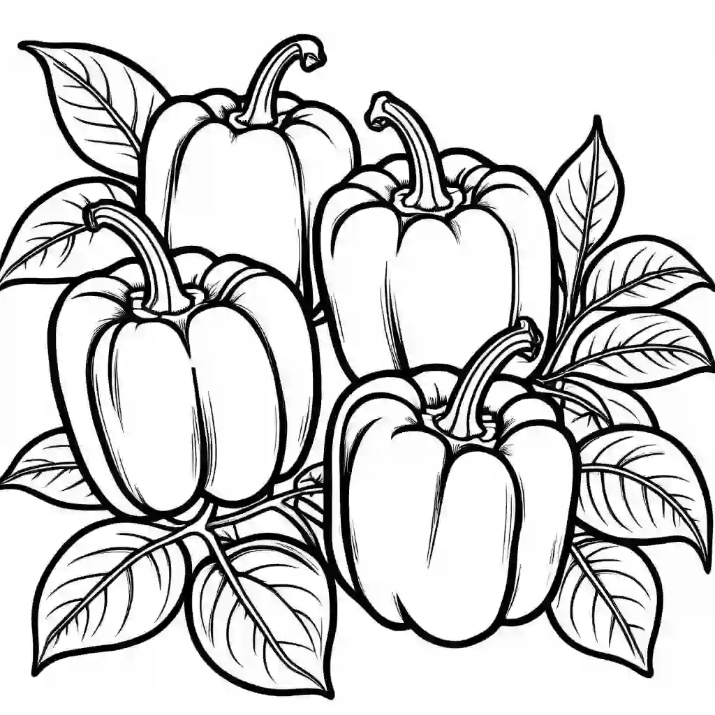 Yellow bell peppers Printable Coloring Book Pages for Kids