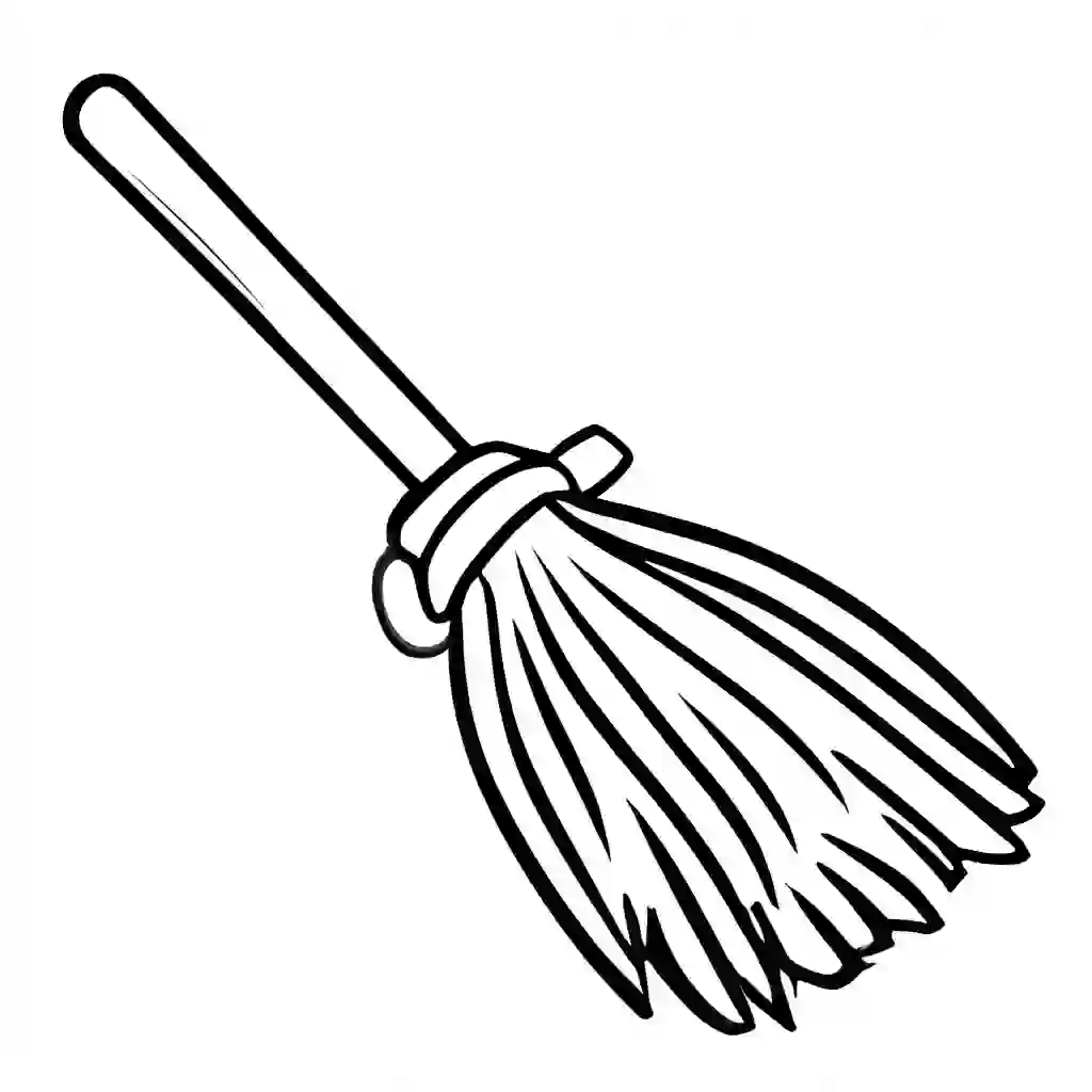 Flying Brooms Printable Coloring Book Pages for Kids