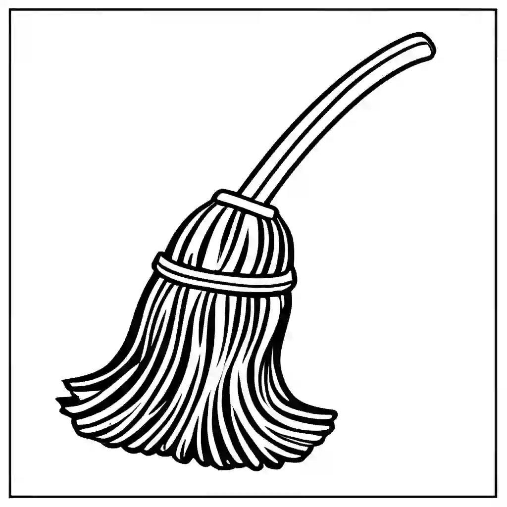 Flying Brooms Printable Coloring Book Pages for Kids