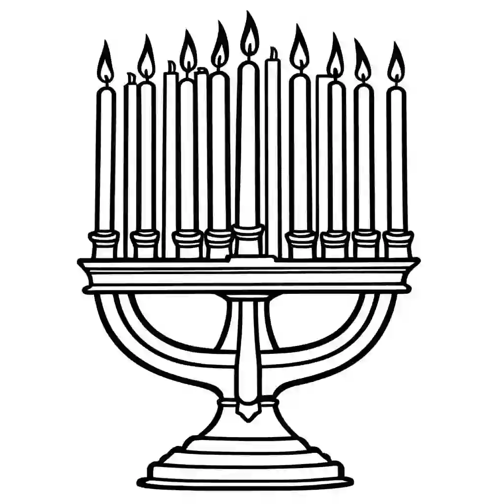 Menorah Printable Coloring Book Pages for Kids