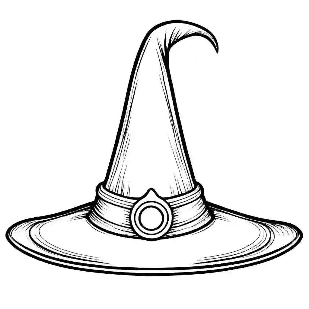 Witches Hat Printable Coloring Book Pages for Kids