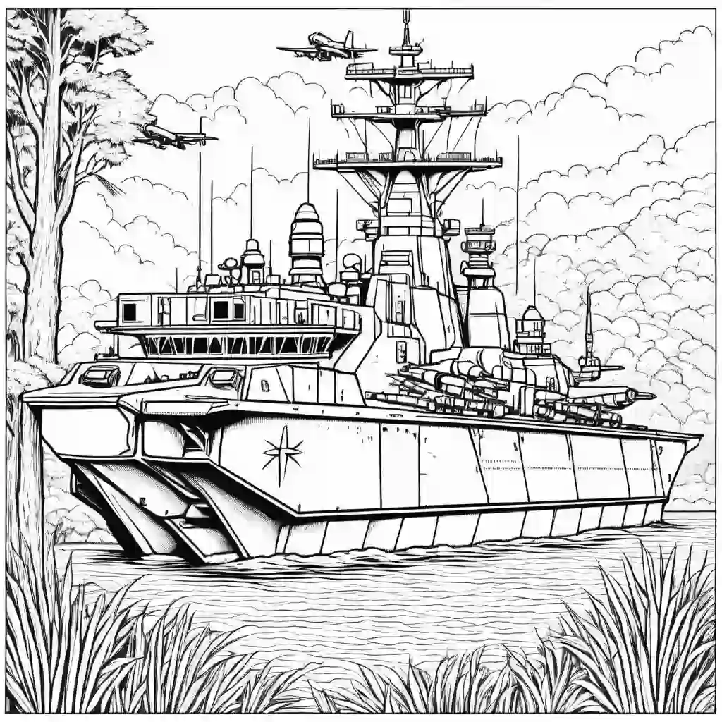 Military Bases Printable Coloring Book Pages for Kids