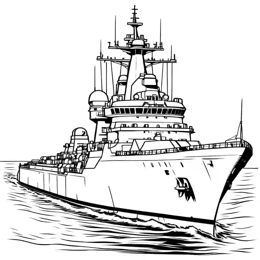 Warships Printable Coloring Book Pages for Kids