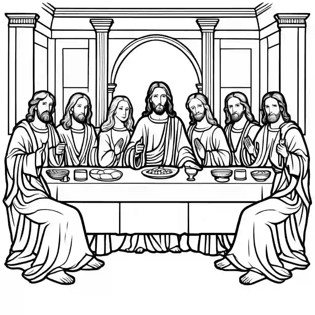 The Last Supper Printable Coloring Book Pages for Kids