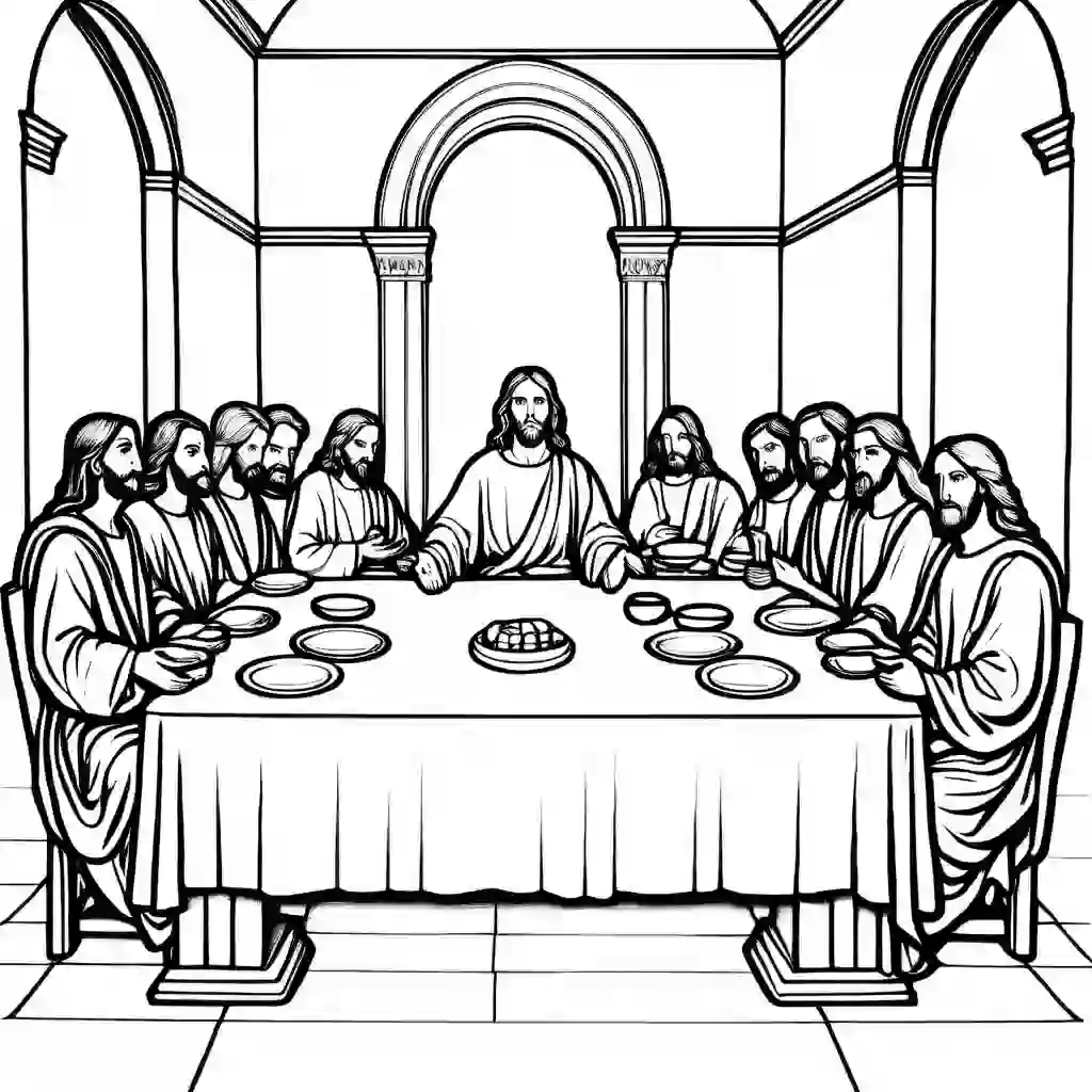 The Last Supper Printable Coloring Book Pages for Kids
