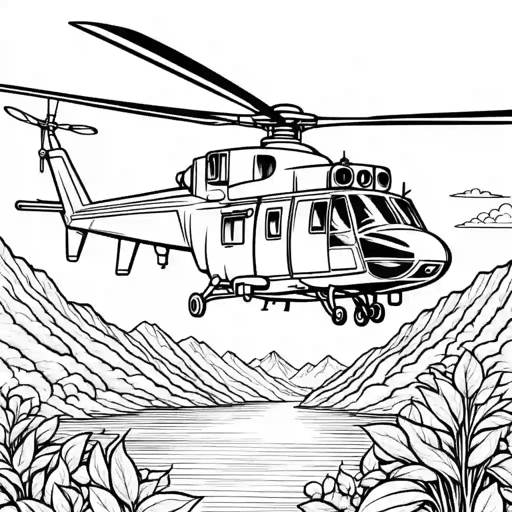 Helicopters coloring pages