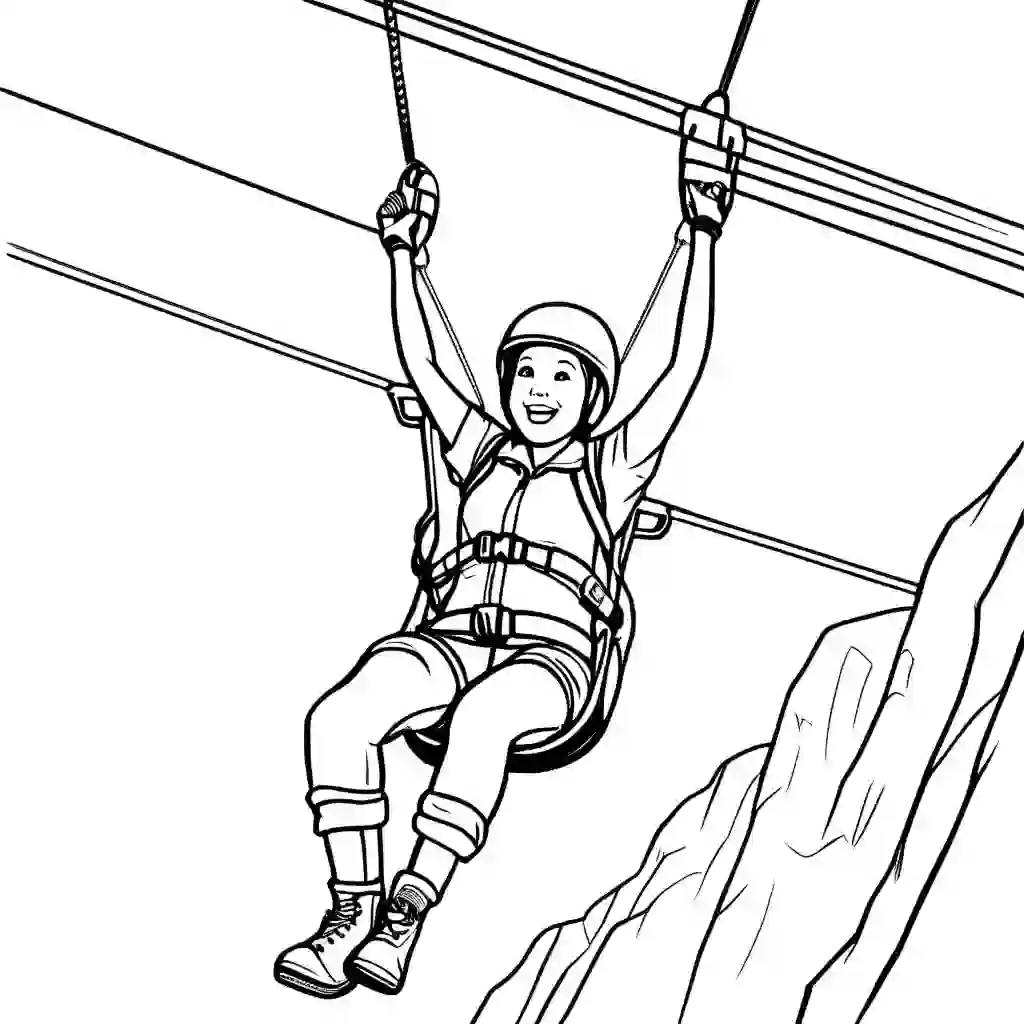 Ziplining coloring pages