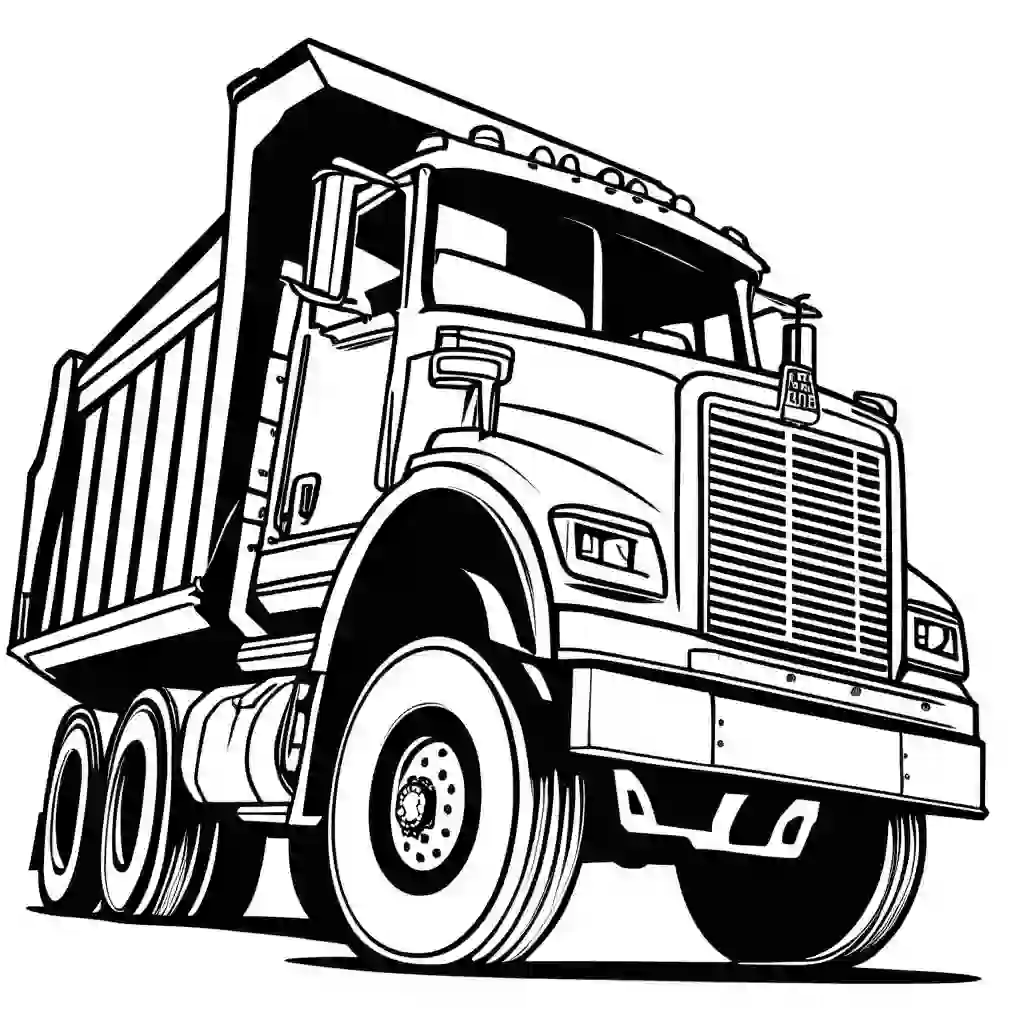 Dump Trucks Printable Coloring Book Pages for Kids