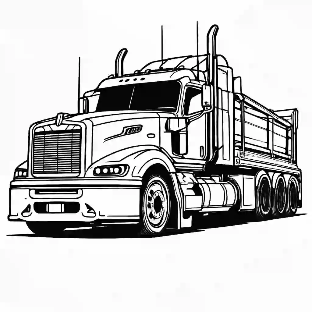 Flatbed Trucks Printable Coloring Book Pages for Kids